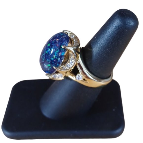 Australian blue opal statement ring size 6 - Picture 6 of 9